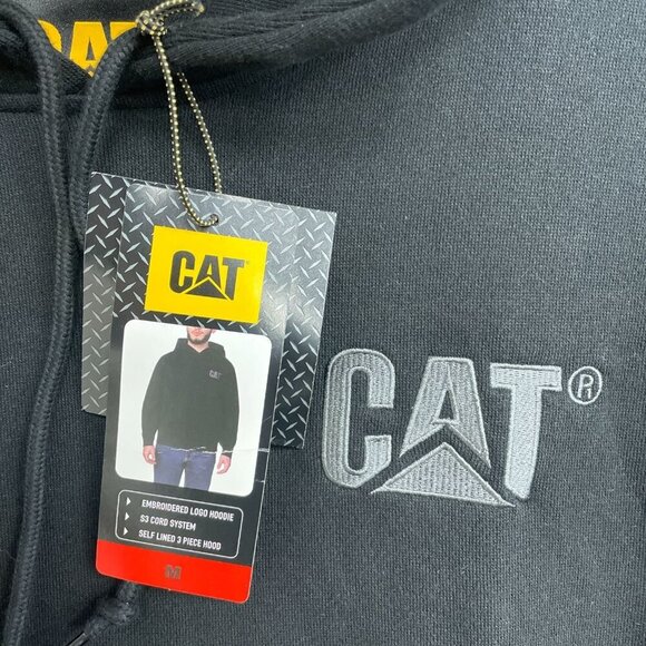 NEW Cat Caterpillar Men's M Black Hoodie Sweatshirt  Pullover Workwear - Picture 6 of 8